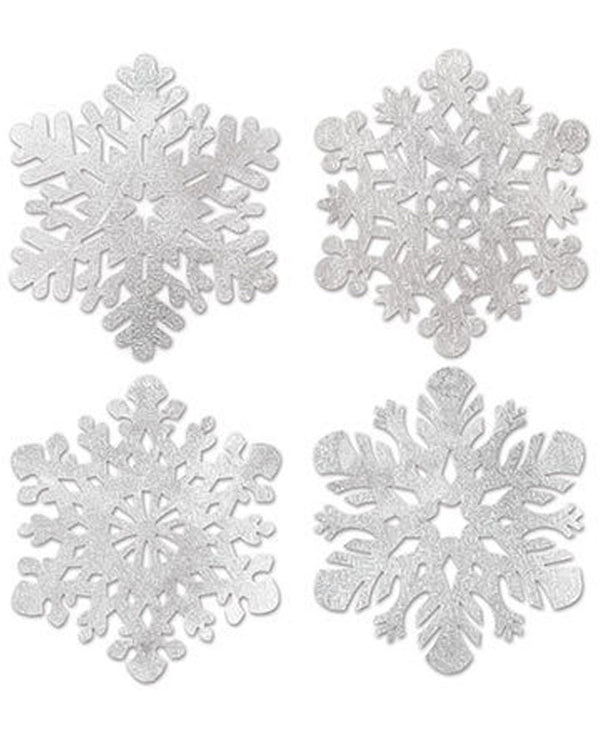 Christmas Foil Snowflake Cutout Decorations Pack of 4