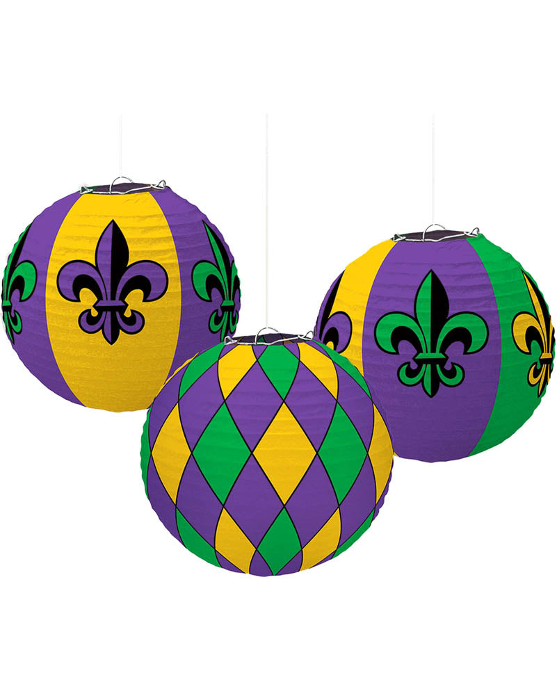 Mardi Gras Paper Lanterns Pack of 3