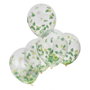 Wild Jungle Balloon Bundle Jungle Leaf Confetti Filled 30cm Latex Balloons Pack of 5