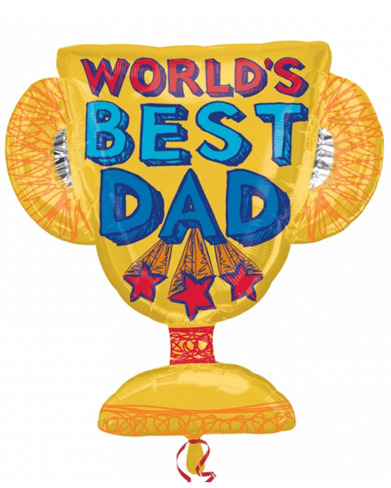 Worlds Best Dad Trophy Supershape Foil Balloon 68cm