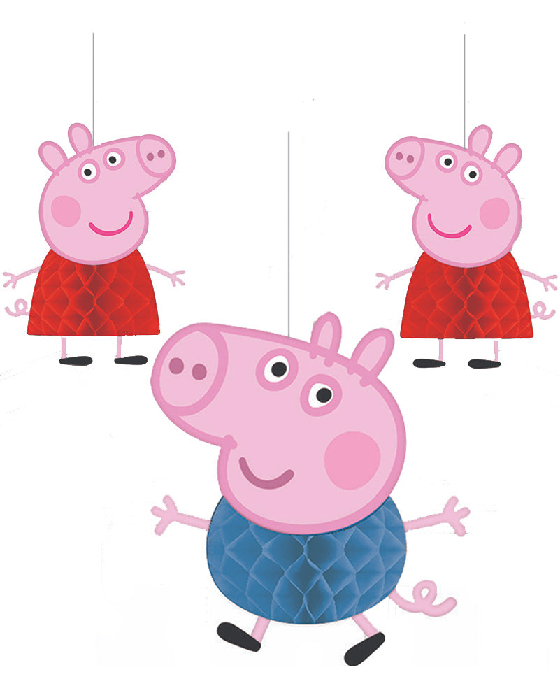 Peppa Pig Party Honeycomb Decorations Pack of 3