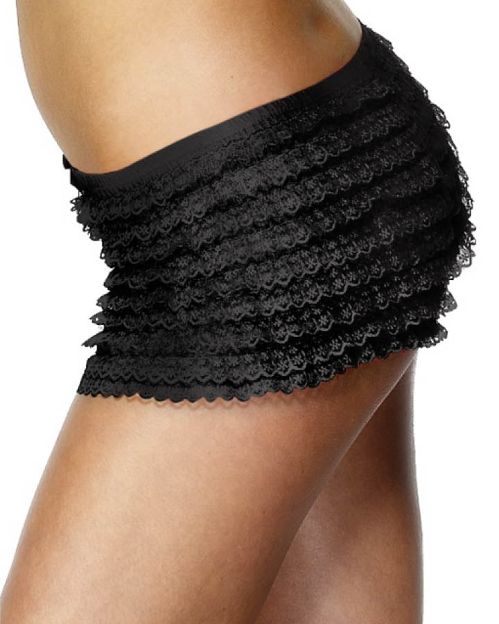 Black Lace Ruffle Shorts