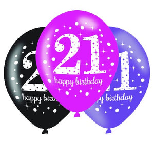 Pink Celebration 21st 30cm Latex Balloons Pack of 6