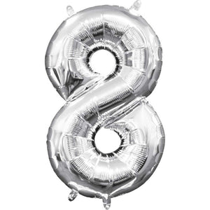 Silver 40cm Number 8 Balloon