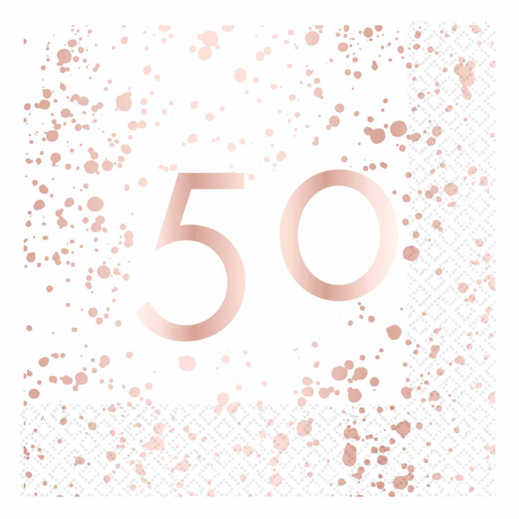Rose Gold 50 Lunch Napkins Pack of 16