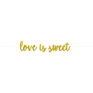 Love is Sweet Gold Glitter Banner 3.6m