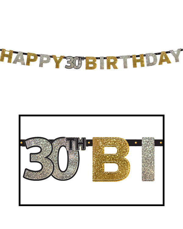 30th Sparkling Celebration Happy Birthday Banner