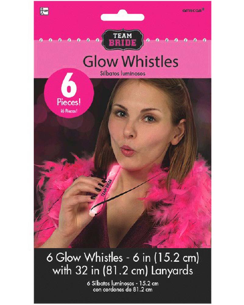 Team Bride Glow Whistle Necklaces Pack of 6