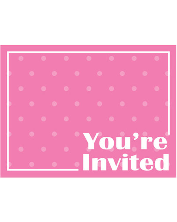 Candy Pink Party Invitations Pack of 8