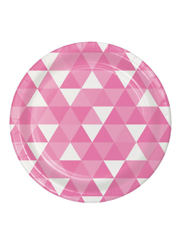 Candy Pink Fractal 22cm Paper Plates Pack of 8