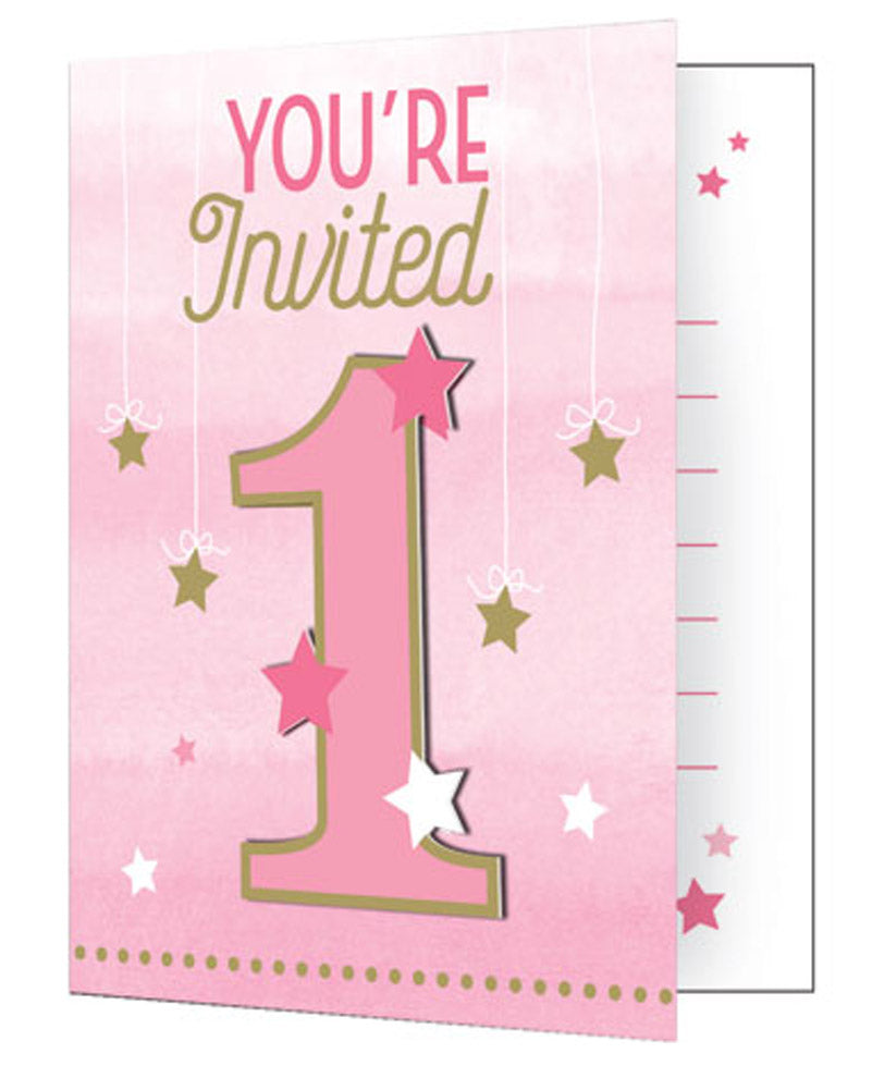 One Little Star Girl Invitations Pack of 8
