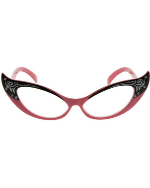 50s Deluxe Pink and Clear Vintage Cat Eye Glasses