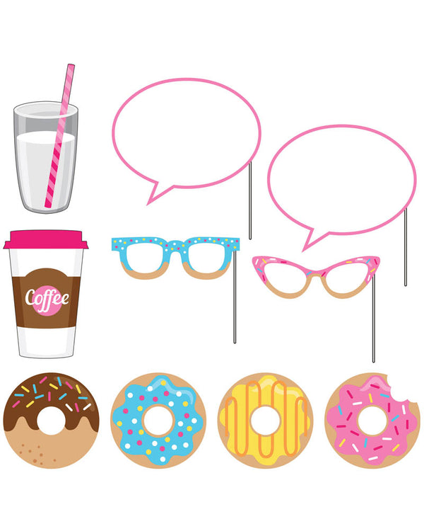 Donut Time Assorted Photo Booth Props Pack of 10