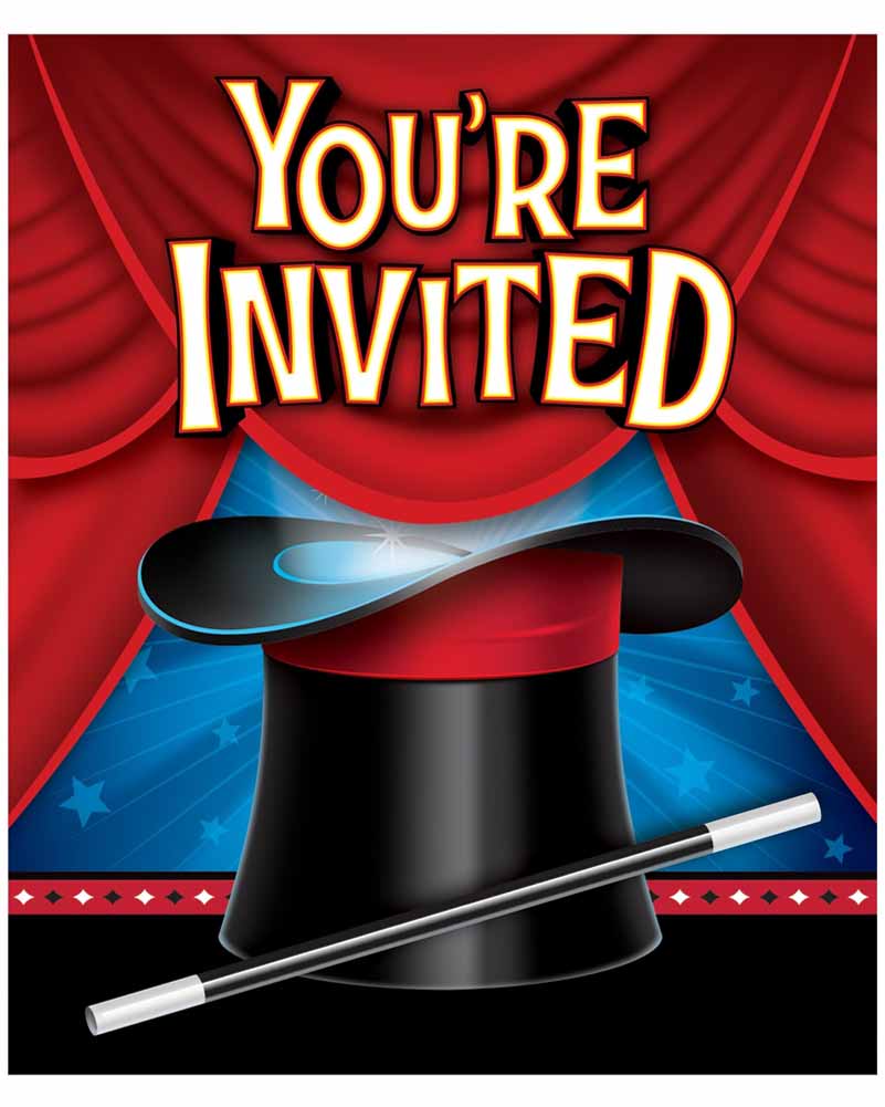 Magic Party Invitations Pack of 8