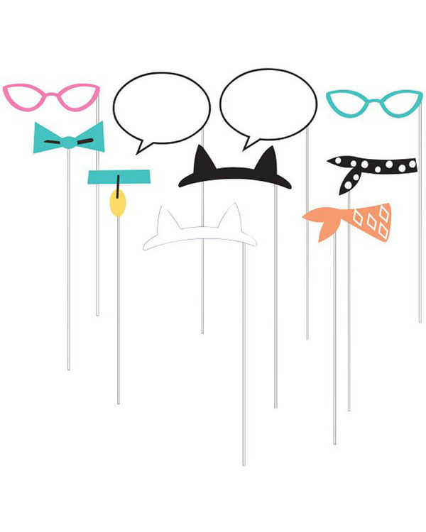 Purrfect Party Photo Booth Props Pack of 10