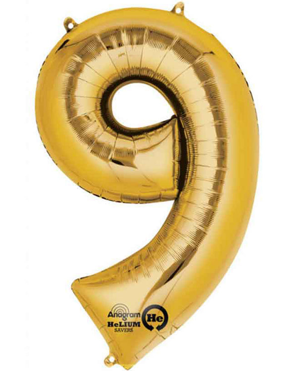 Gold 40cm Number 9 Balloon