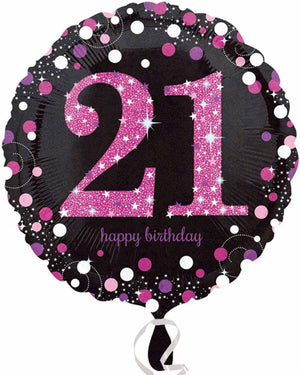 21st Pink Holographic Standard Foil Balloon