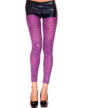 80s Purple Leopard Print Leggings