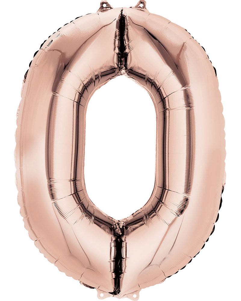Rose Gold 83cm Number 0 Super Shape Balloon