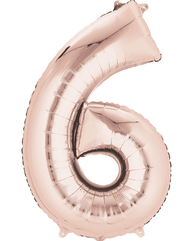 Rose Gold 83cm Number 6 Super Shape Balloon