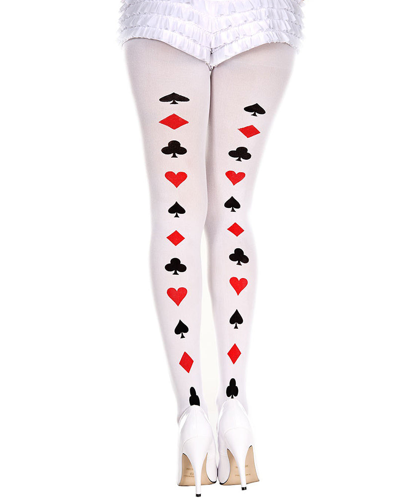 Poker Cards Back Seam Pattern Pantyhose