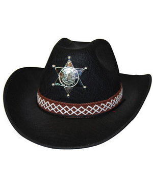 Black Feltex Cowboy Hat with Badge
