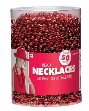 Pack of 50 Red Beaded Necklaces
