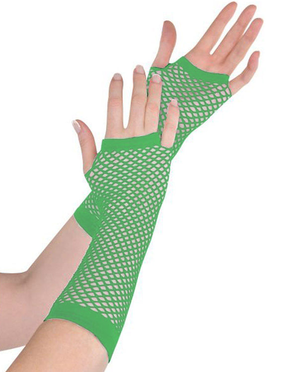 Long Green Fishnet Gloves