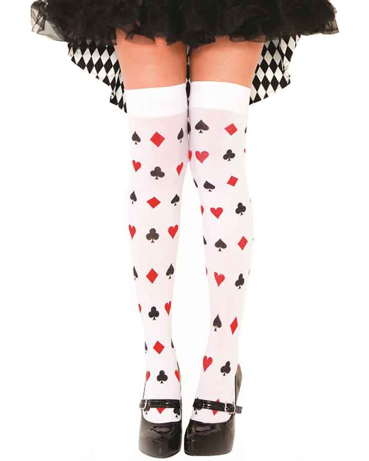 Card Suit Thigh High Stockings