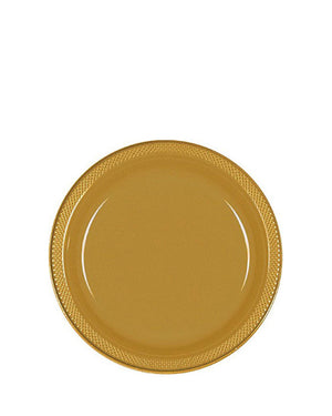 Gold 18cm Plastic Plates Pack of 20
