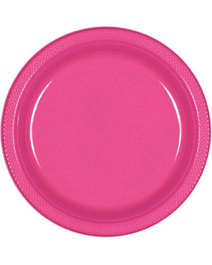 Bright Pink 26cm Plastic Plates Pack of 20