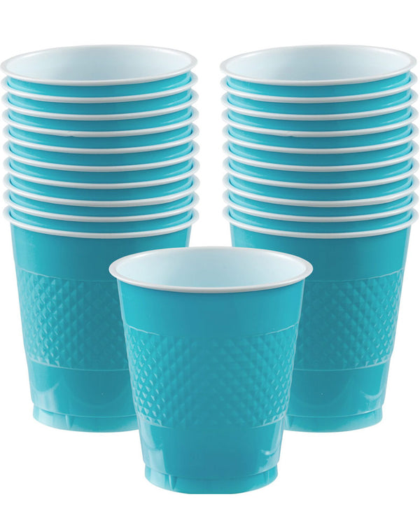 Caribbean Blue 355ml Plastic Cups Pack of 20