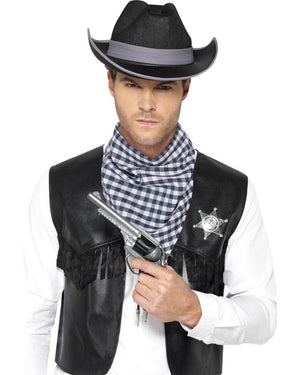 Image of man wearing Western Cowboy costume kit. 