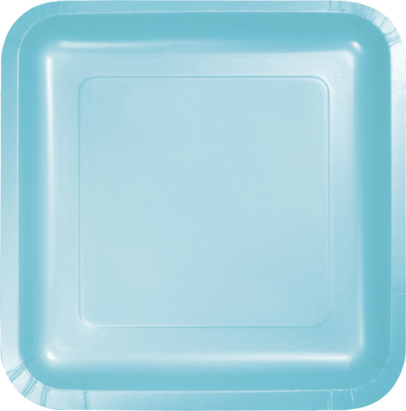 Pastel Blue Square Dinner Plates Paper 23cm Pack of 18