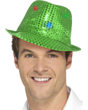 Green Light up Sequin Trilby Hat