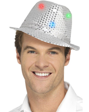 Silver Light up Sequin Trilby Hat