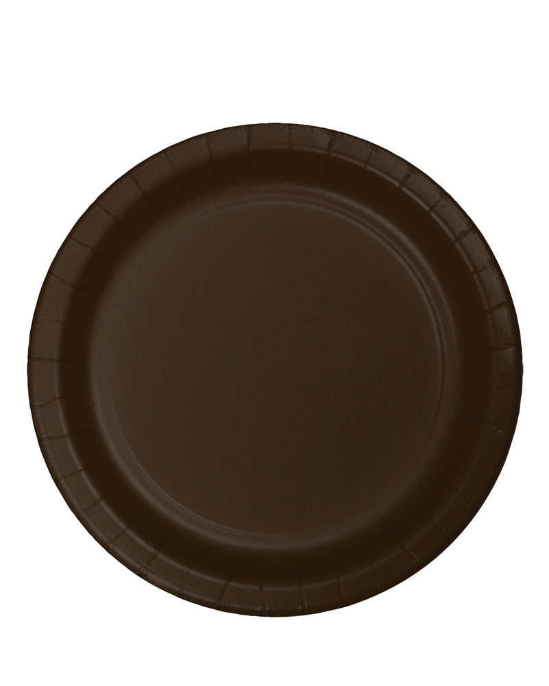 Chocolate Brown Round Paper Plate 22cm Pack of 24