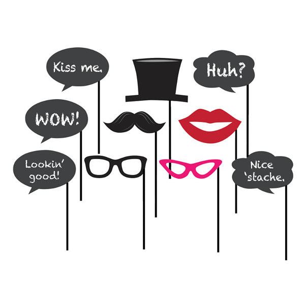 Chalkboard Photo Booth Props Pack of 10