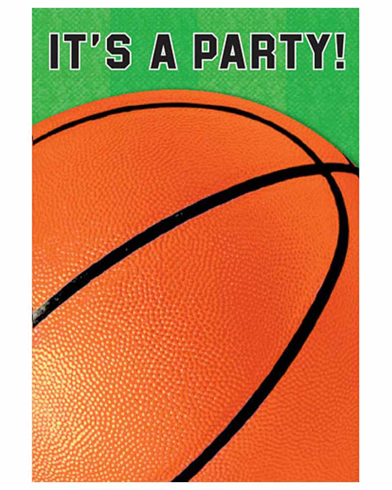 Basketball Fan Folded Invitations Pack of 8