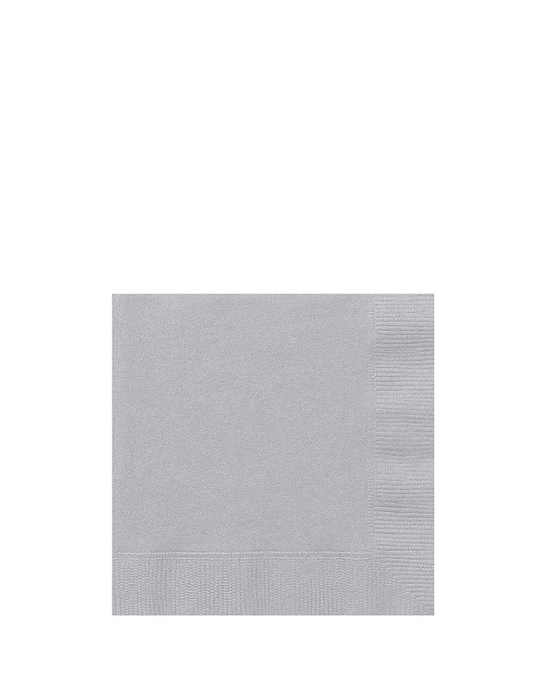 Silver 3 Ply Beverage Napkins Pack of 20
