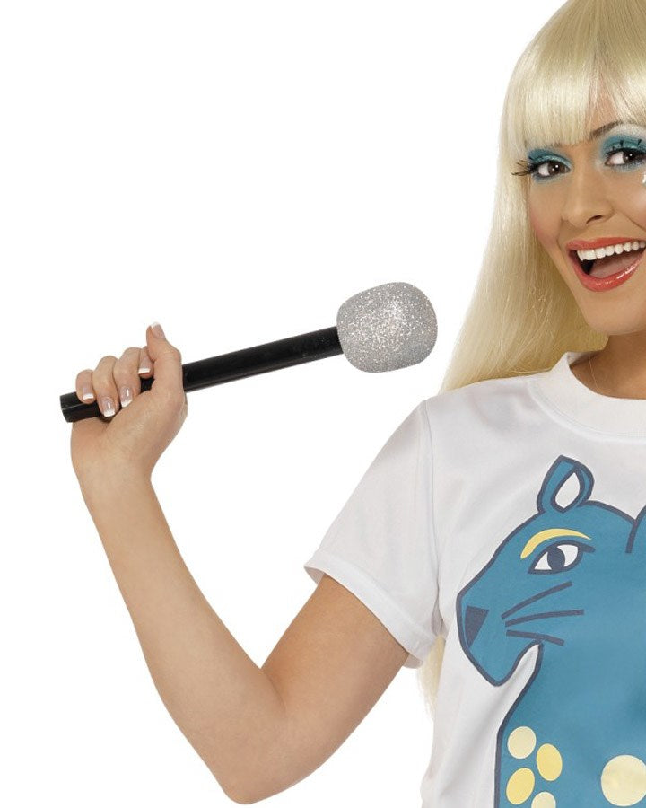 Silver Glitter Microphone Prop