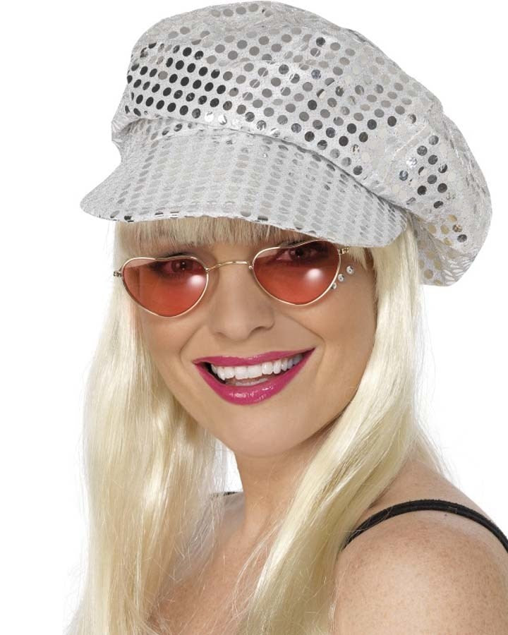 80s Silver Sequin Disco Hat