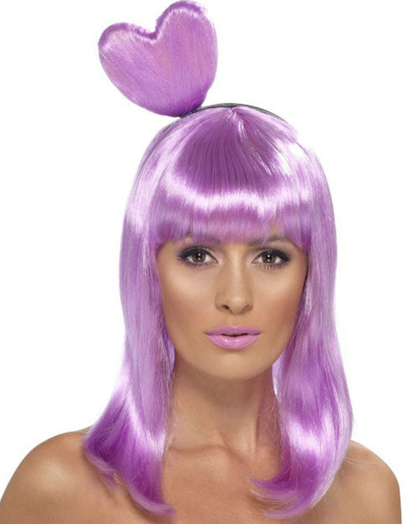 Katy Candy Queen Lilac Wig with Heart Headband