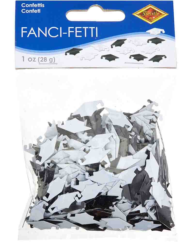 Black and White Graduation Caps Confetti