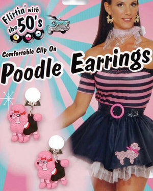 50s Pink Poodle Clip On Earrings
