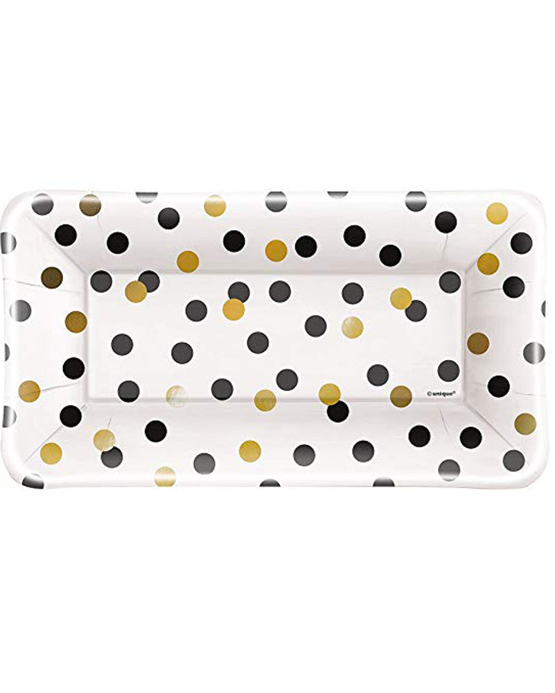 Chic Party Foil Stamped Rectangle Appetiser Plates Pack of 8