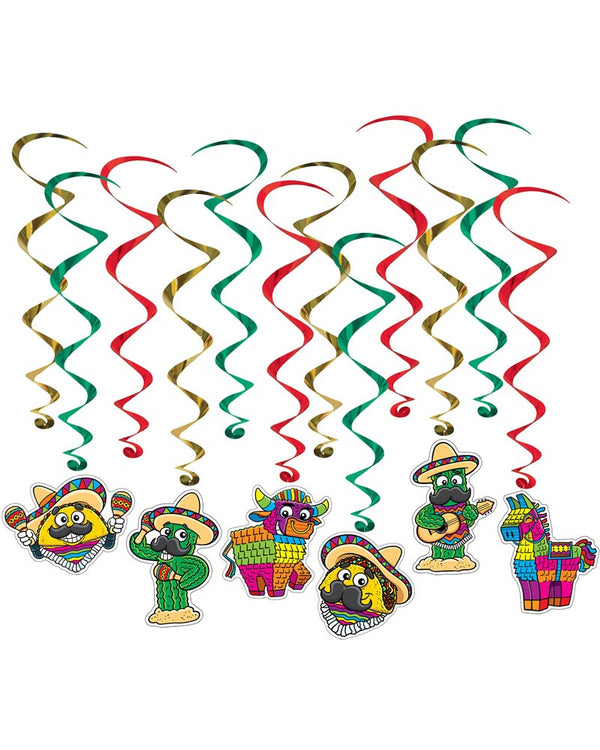 Fiesta Hanging Swirl Decorations Pack of 12