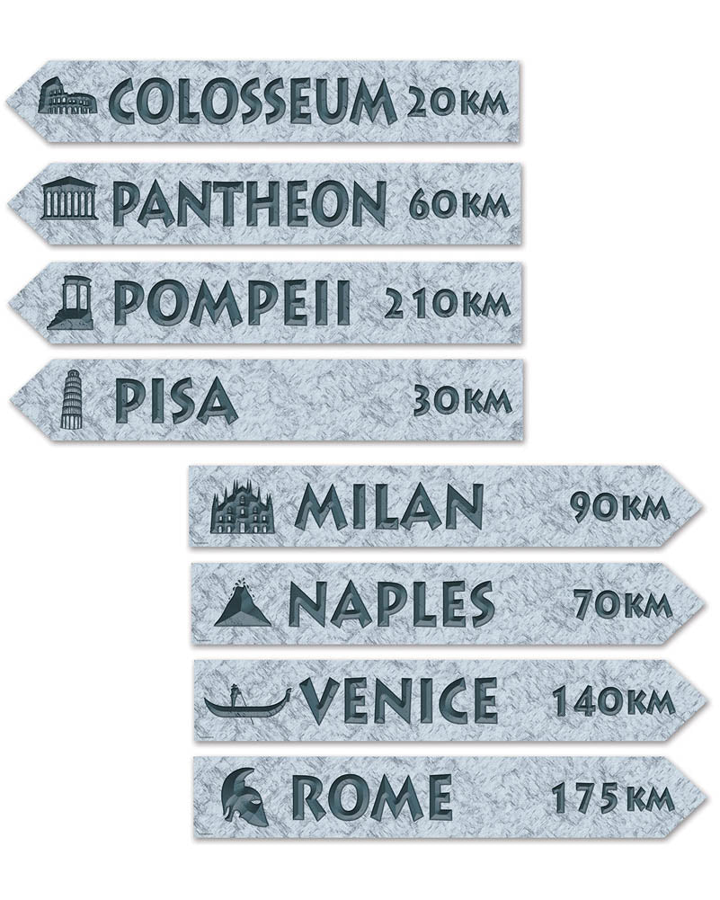 Italian Street Sign Cutouts Pack of 4