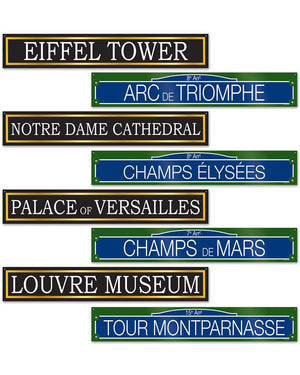 French Street Sign Cutouts Pack of 8
