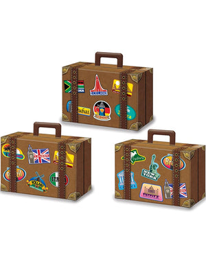 Around the World Luggage Favor Boxes Pack of 3